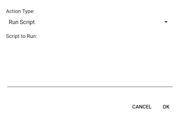 Numato GPIO Board screen, Edit Automatic Action window, Run Script Action Type
