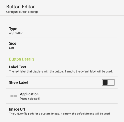 User Interface Tab, Setting Up Toolbar Controls, Setting Up App Button