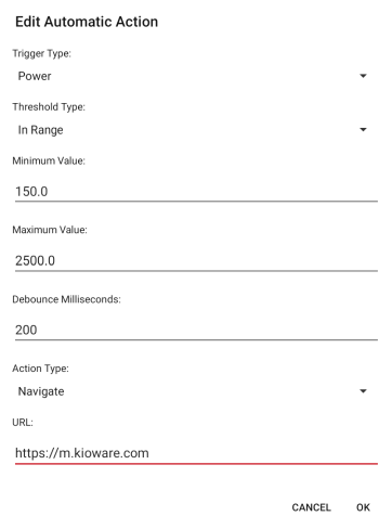 Wattbox Devices screen, Edit Automatic Action window