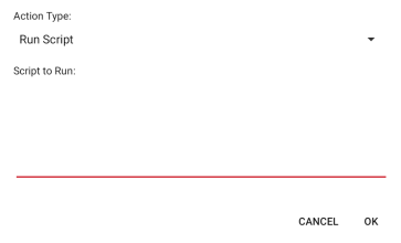 Wattbox Devices screen, Edit Automatic Action window, Run Script Action Type