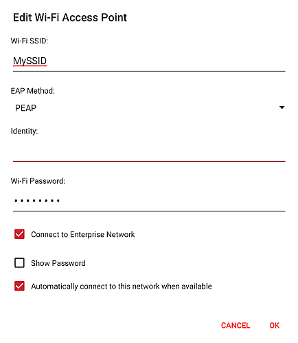 Wi-Fi Access Point List, Edit Access Point