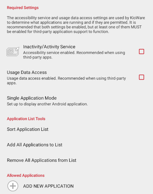 Full Application Manager screen