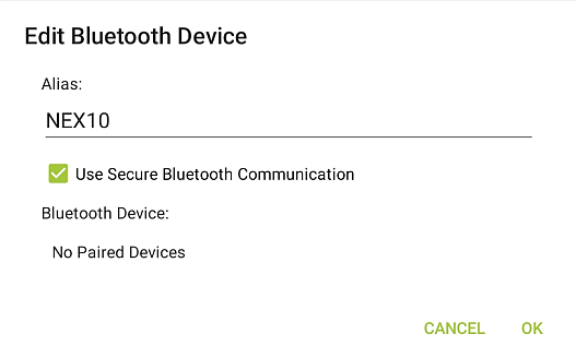 Edit Bluetooth Device screen