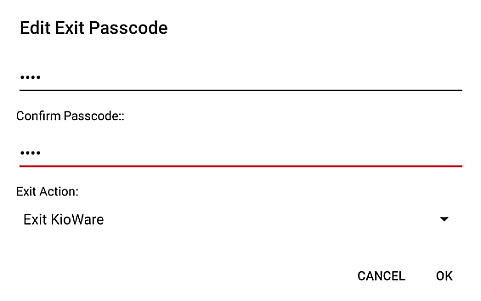 Security Tab, Exit Passcodes, Edit Exit Passcode window