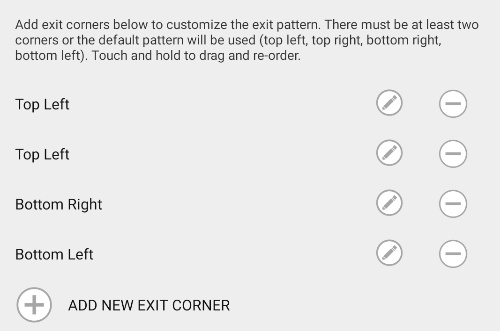 Security Tab, Add Exit Pattern screen