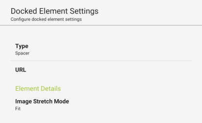 User Interface tab, Spacer Docked Element Settings