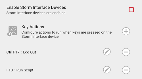 Storm Interface Devices screen