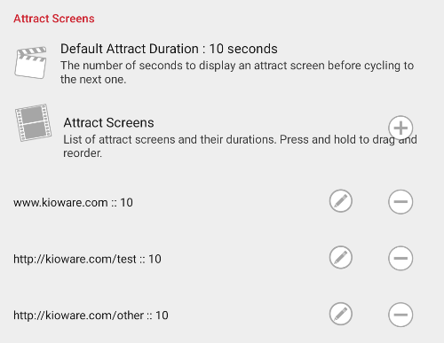 Attract Screen Listing