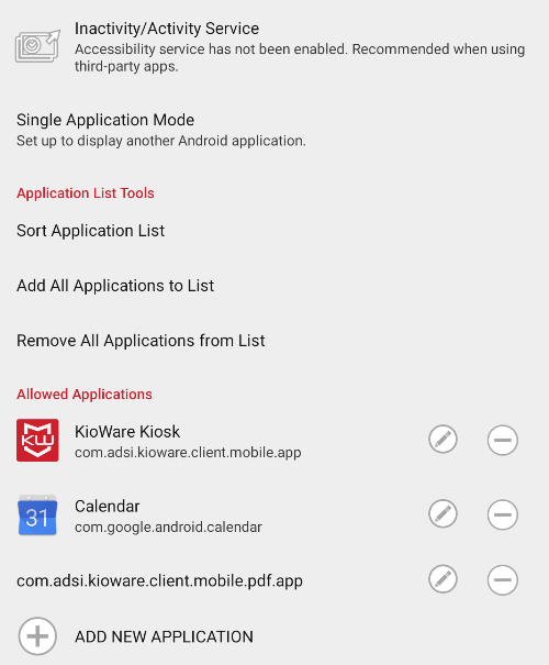 Application Manager screen