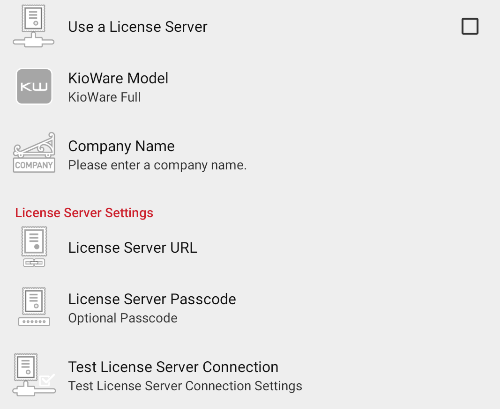 License tab, License Server Options