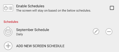 Screen Schedule Options