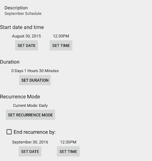 Edit Screen Schedule