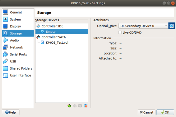 Virtual Machine Method, Entering Empty Optical Drive Information