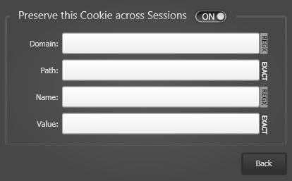 Attract/Inactivity Tab, Cookie Settings