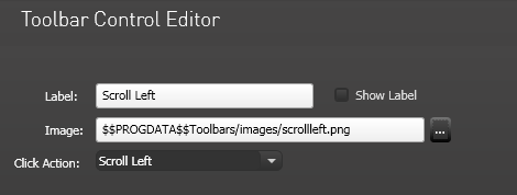 Toolbar Control Editor, Custom Action Buttons