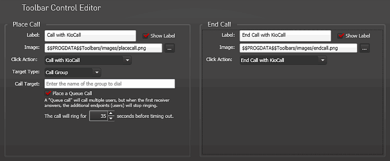 Toolbar Control Editor, Custom Call with KioCall State