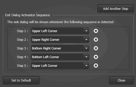 Advanced Tab, Advanced Settings Tab, Custom Exit Pattern Window