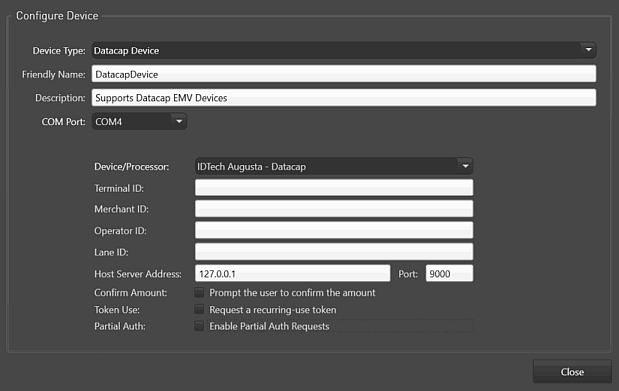 Devices Tab, Input Devices, Add Datacap Device