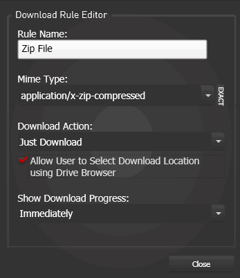 Security Tab, Download Rule Editor window