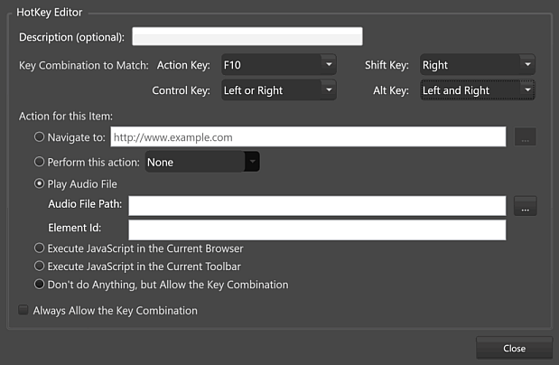 Keyboard Filtering Tab, Edit HotKey