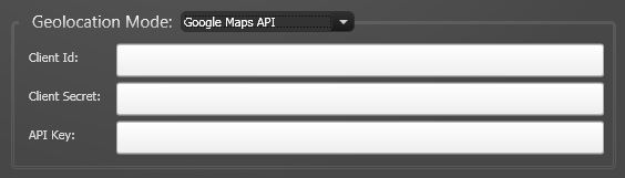 Browser Tab, Geolocation Mode, Google Maps API Settings