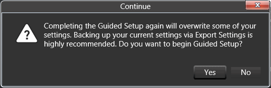 Guided Setup Warning