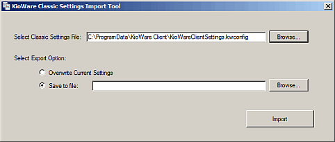 KioWare Classic Settings Importer