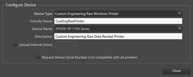 Devices Tab, Configure Device Window, Add Output Device