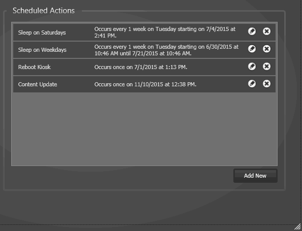 Scheduled Actions Tab