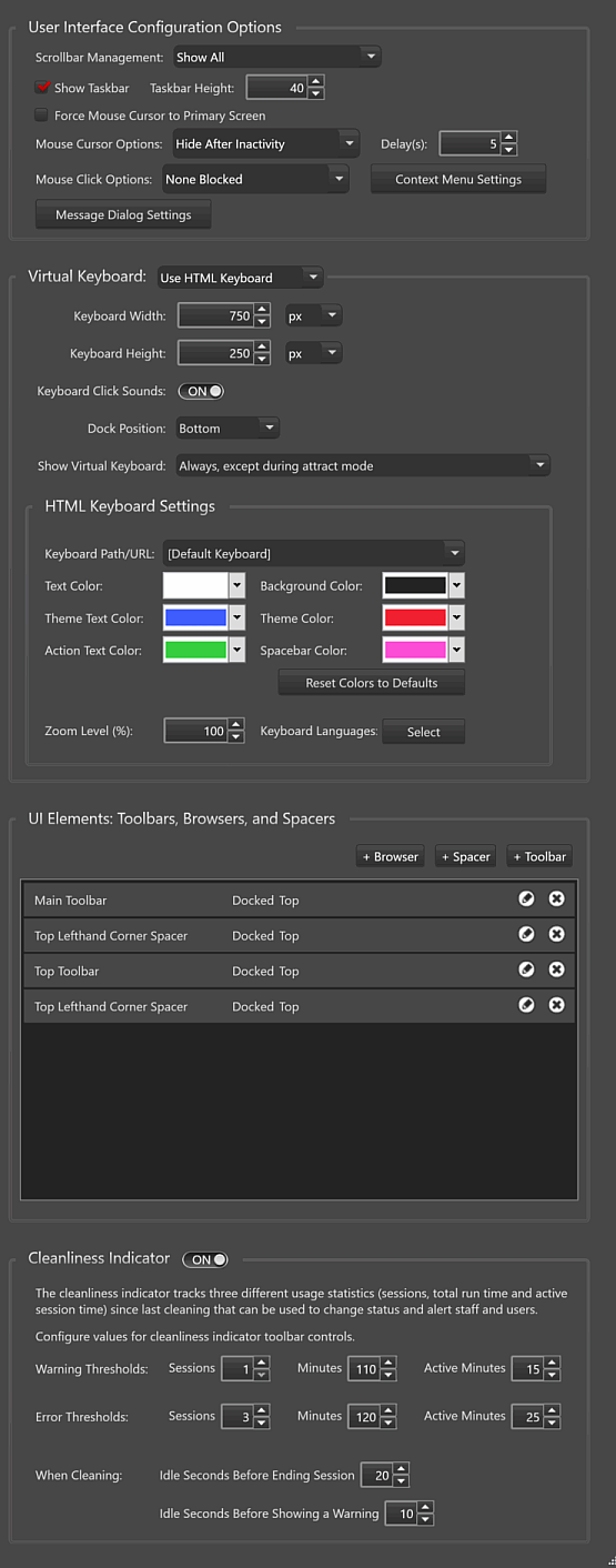 UserInterface tab