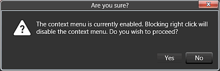 Context Menu Enabled Warning