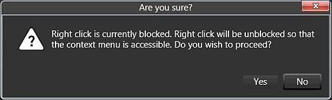 Right Click Blocked Warning