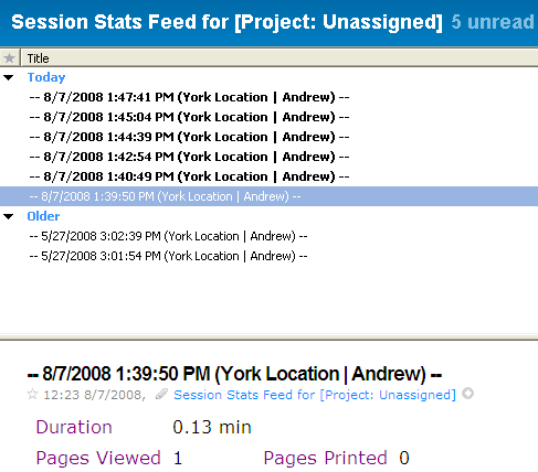 Session Stats Feed