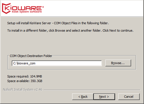 Installation, Set Installation Folder for COM Object Files