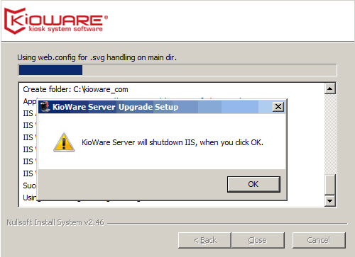 Installation, Shutdown IIS Alert