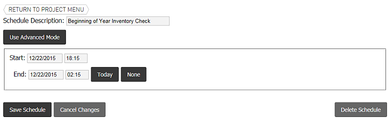 Project Management, Project Management Tab, Kiosk Quiet Hours, Set Kiosk Quiet Hours in Simple Mode