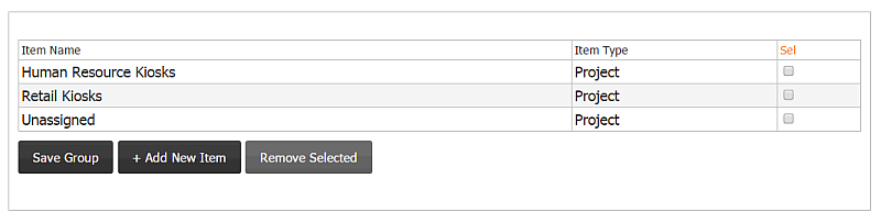 Group Management, Group Management Tab, Group Items
