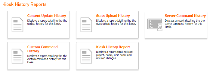 Kiosk Management, History Tab