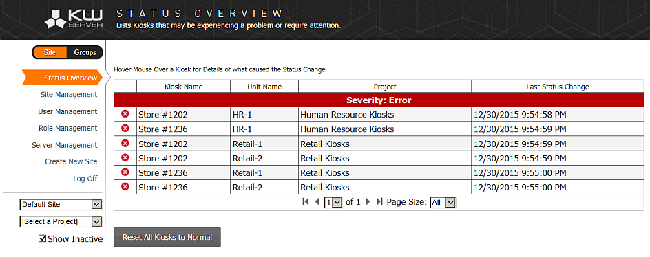 Navigation Map of KioWare Server