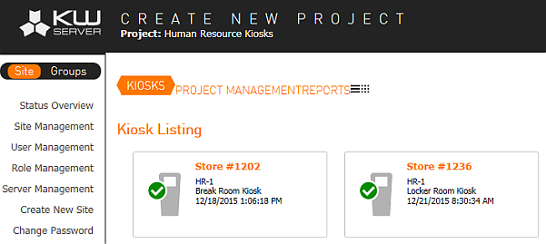 Project Management, Main Menu