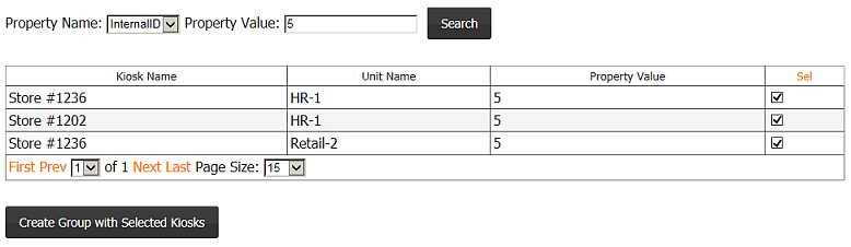 Site Management, Site Management Tab, Kiosk Property Search and Manager, Property Search Tab