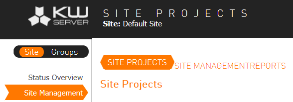 Site Management, Main Menu